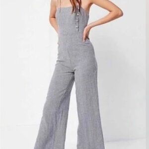 Urban Outfitters Gingham Blue and White Checkered Jumpsuit Sz 8